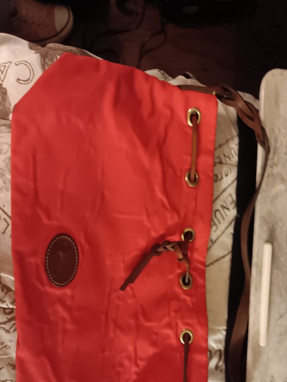 Dooney and bourke pink nylon bucket bag